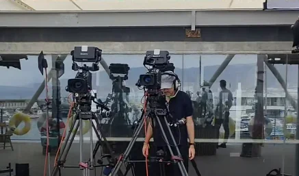 Rodaje del programa El Verano se mueve de Telecinco en Roquetas de Mar, Almería